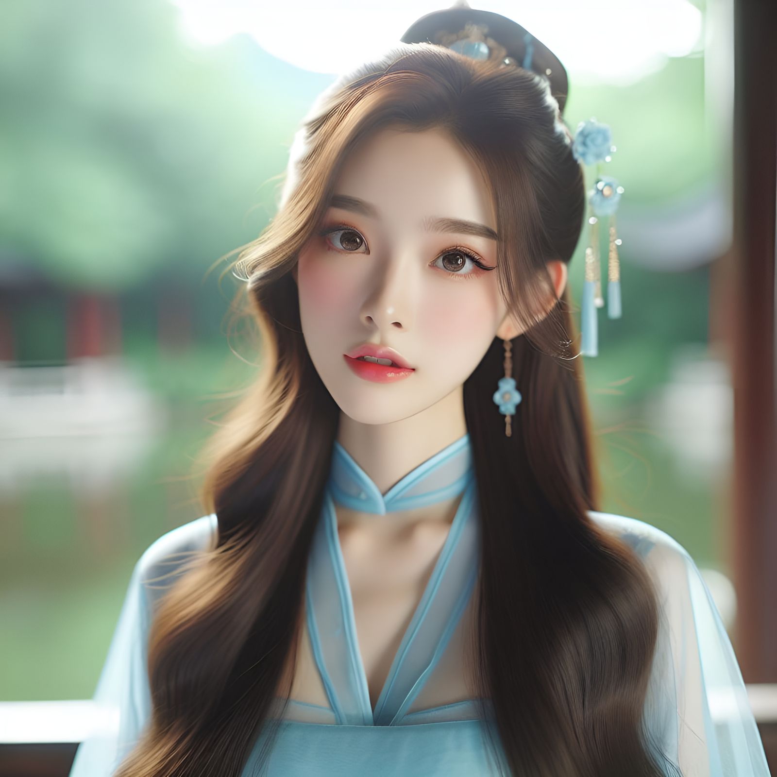 Beautiful Chinese Girl in Ancient Costume, Photo-Realistic P...