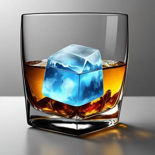 Iceberg ice cube in my whiskey