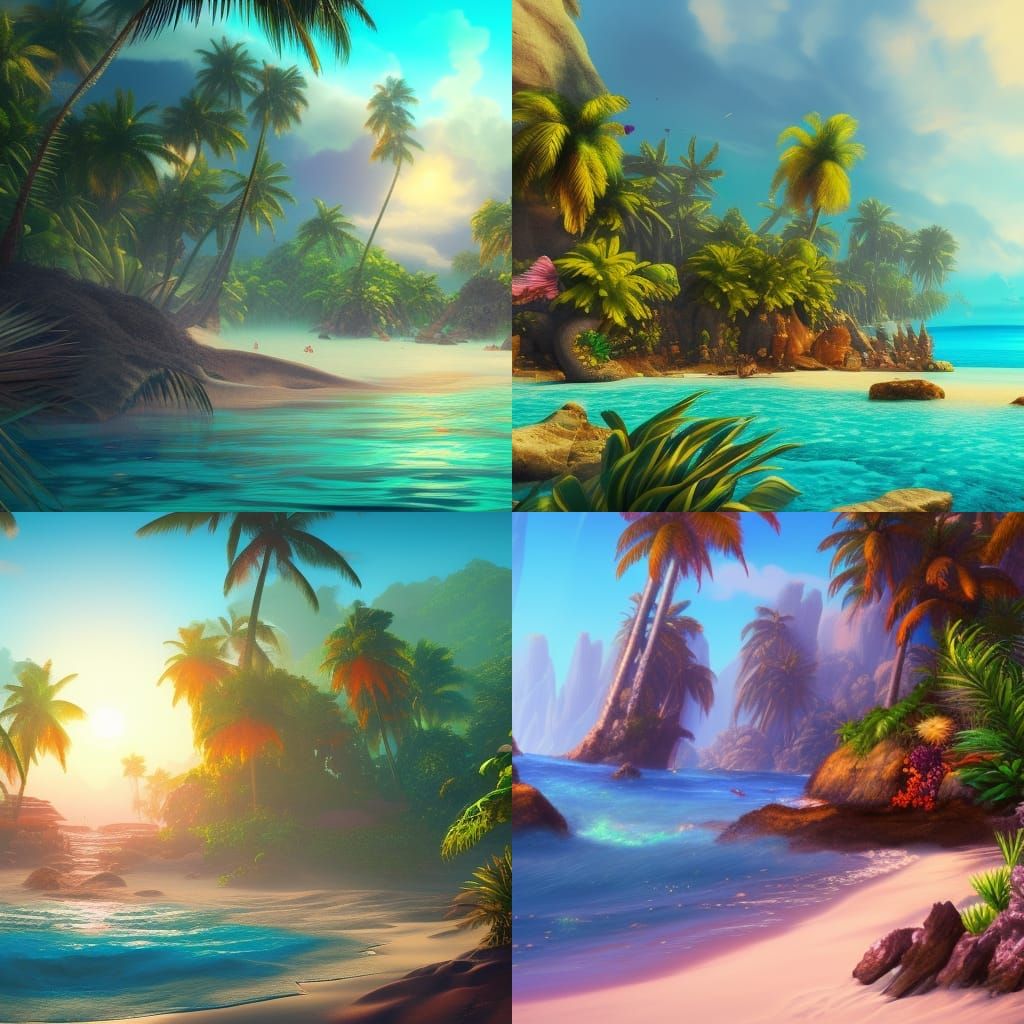 Tropical beach - AI Generated Artwork - NightCafe Creator