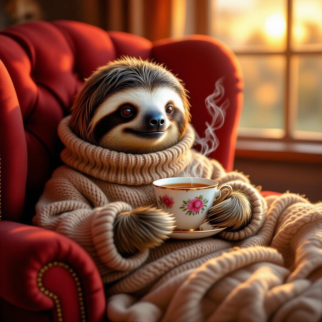 A cozy sloth  by @Ailee