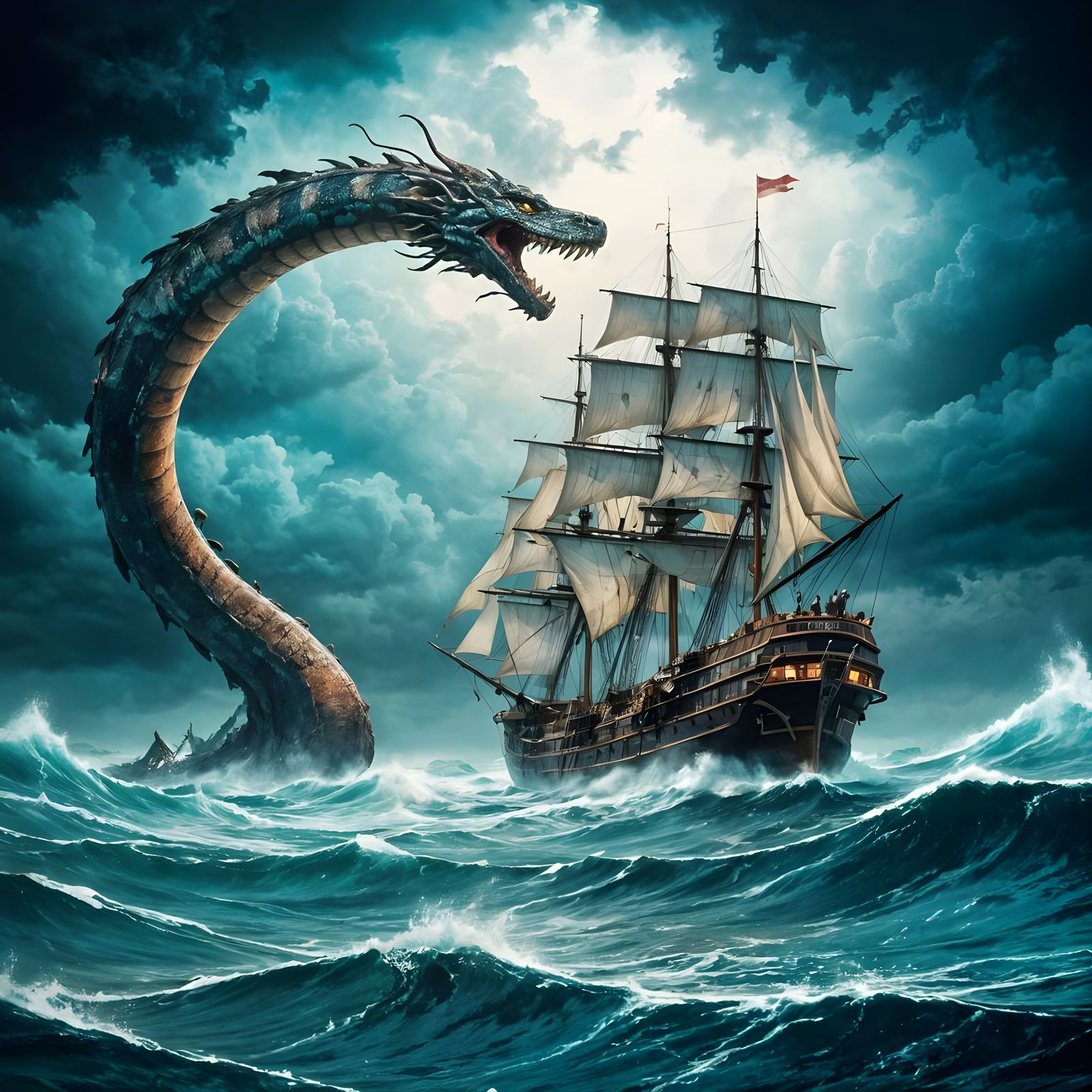 Athias, serpent monster, terror of the deep  by @BM