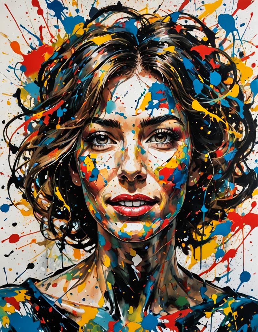 Ink Splatterd Portrait Artwork