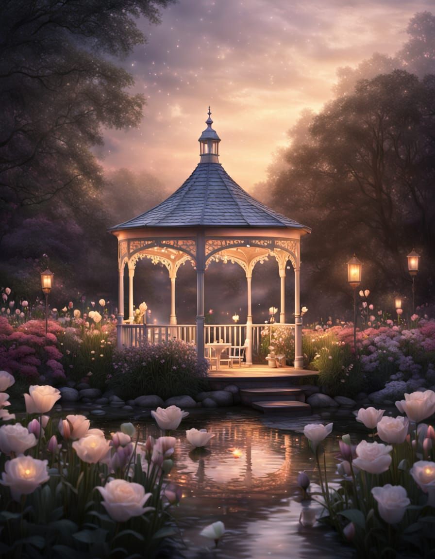 Gazebo at twilight  by @mossy