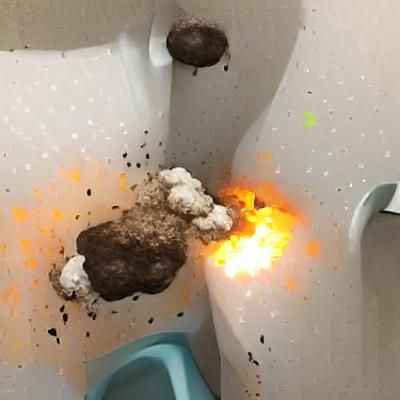 Toilet exploding with poop