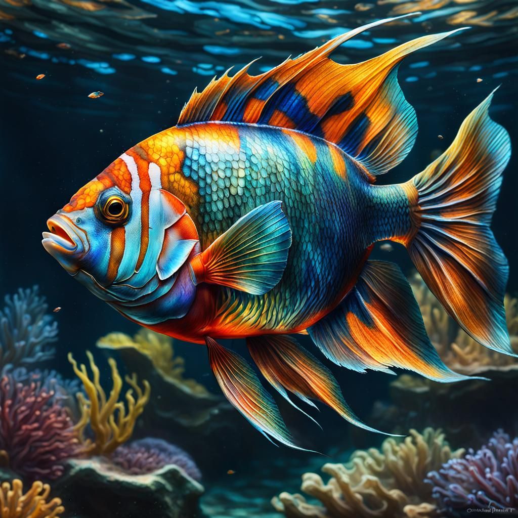 Colorful Fish in Acrylic Watercolor Art