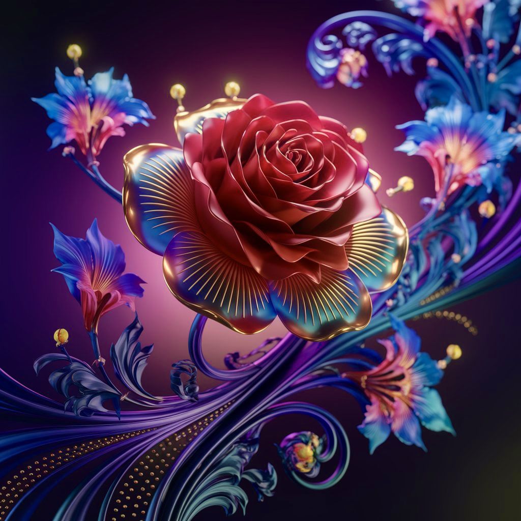 Symmetrical 3D flowers