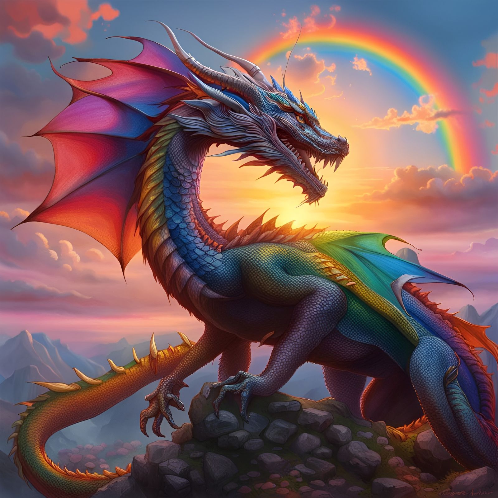 Rainbow Dragon - AI Generated Artwork - NightCafe Creator