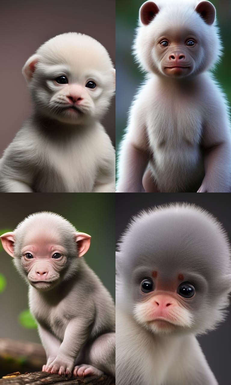 the cutest baby albino chimpanzee ever made - AI Generated Artwork