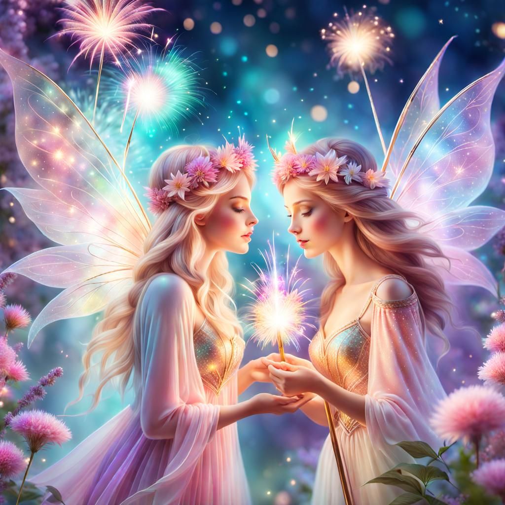 Magical Fairies Casting Love Spells in Fantasy Illustration