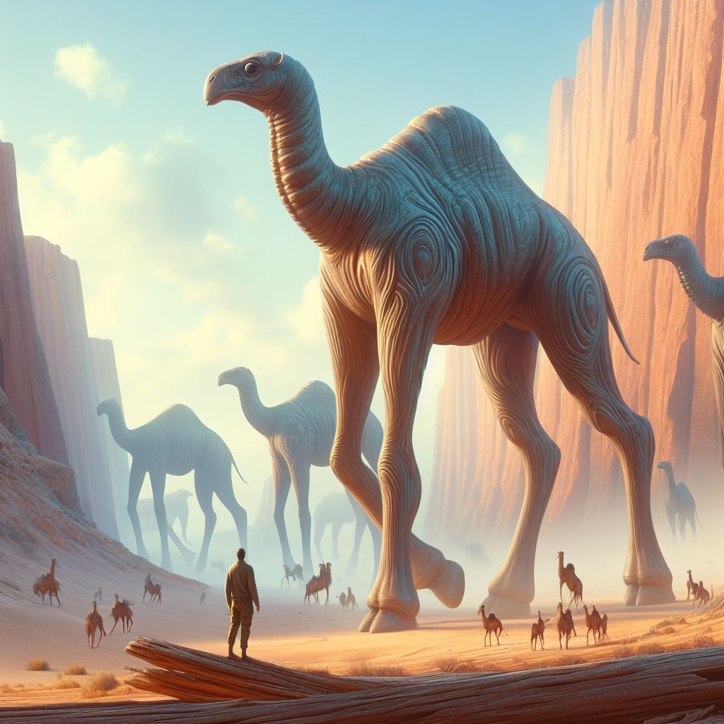 Watching herd of peaceful giant alien beasts