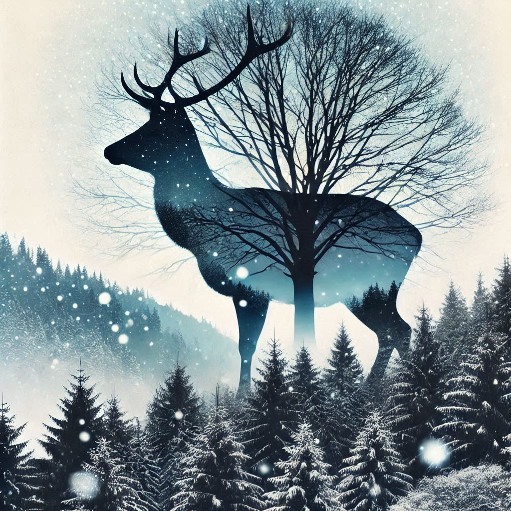 double exposure beautiful fantasy DALL-E 3 portrait landscape..