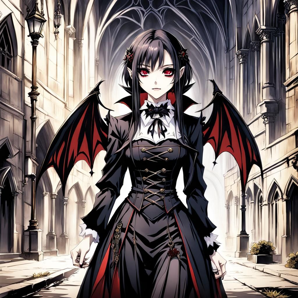 anime, female, vampire, gothic