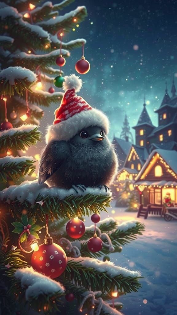Fluffy christmas bird