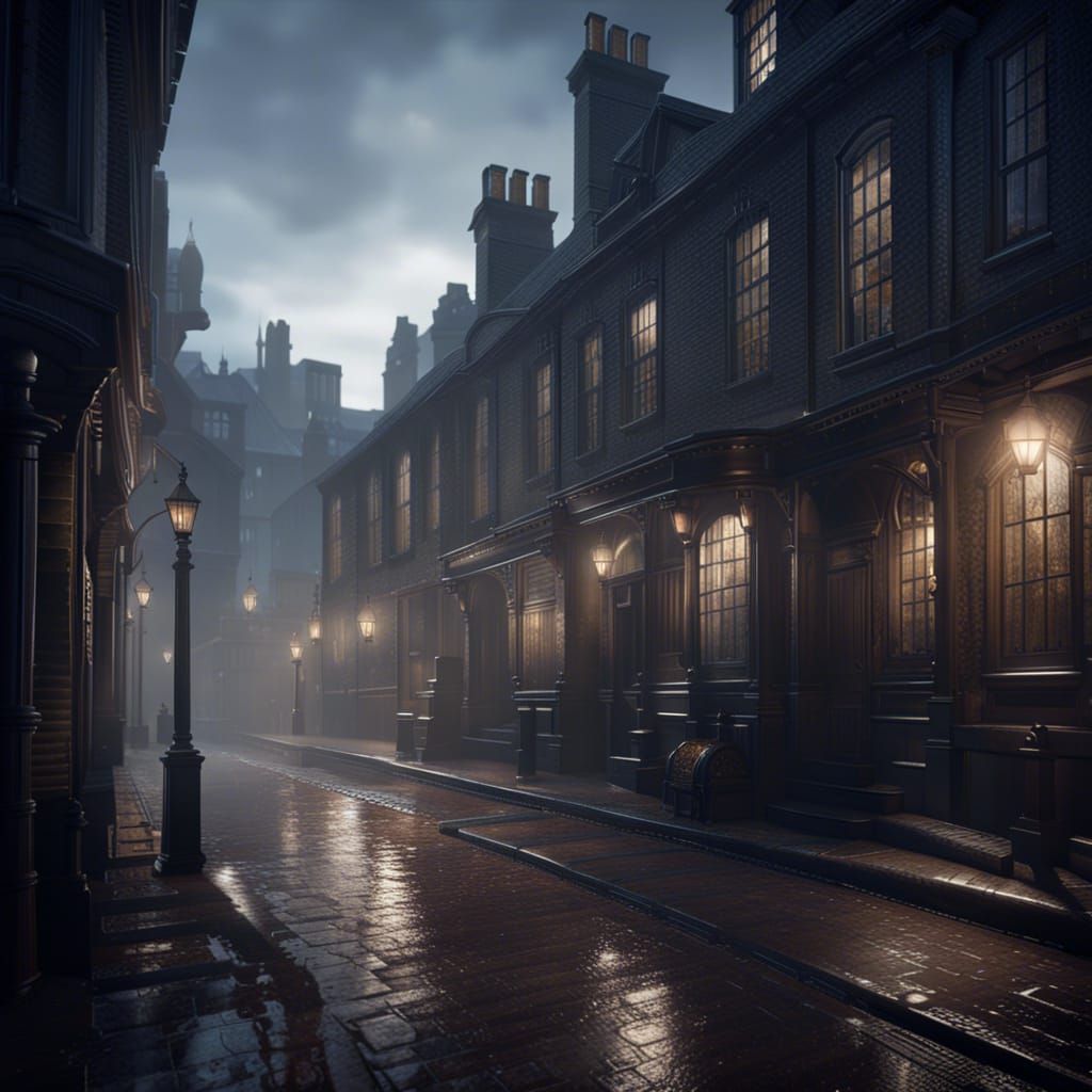 1800s Rainy London street - AI Generated Artwork - NightCafe Creator