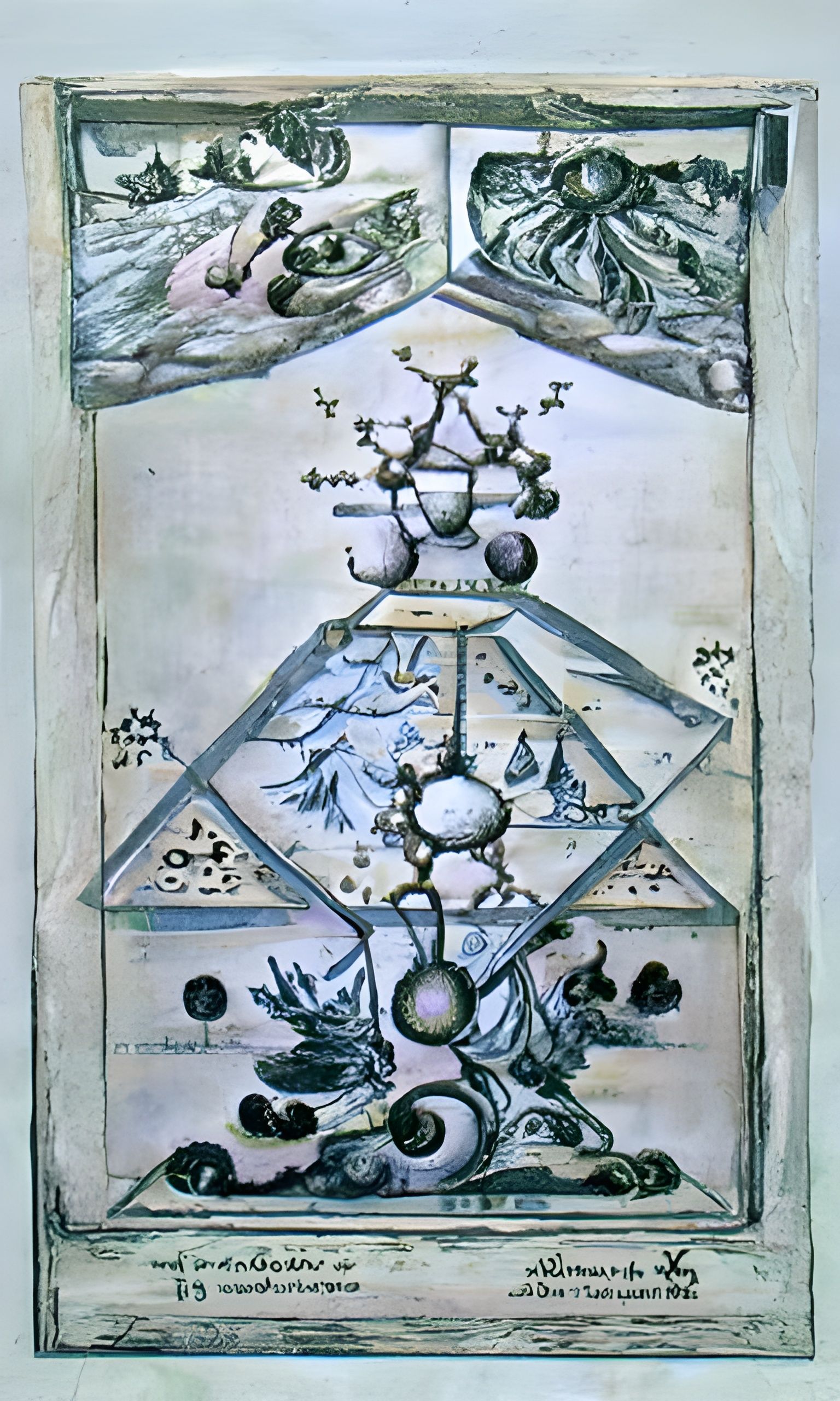 lithograph of medieval fractal alchemy