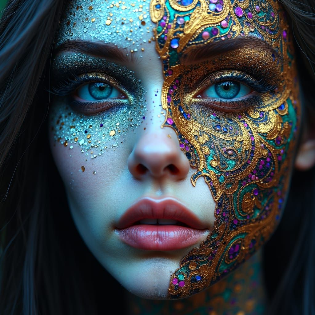 Surreal Portrait Masterpiece with Pointillism and Psychedeli...