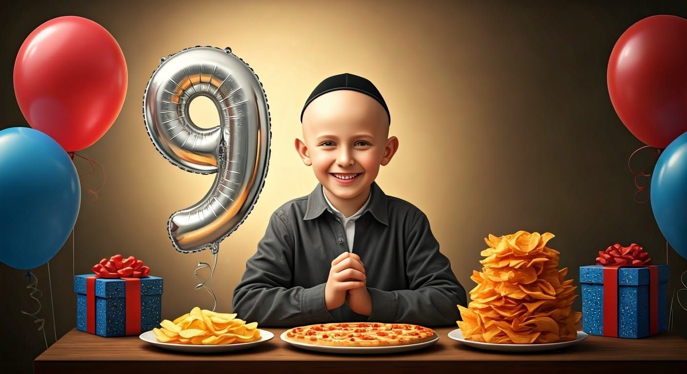 Joyful 9-Year-Old's Birthday Celebration in Dreamlike Realis...