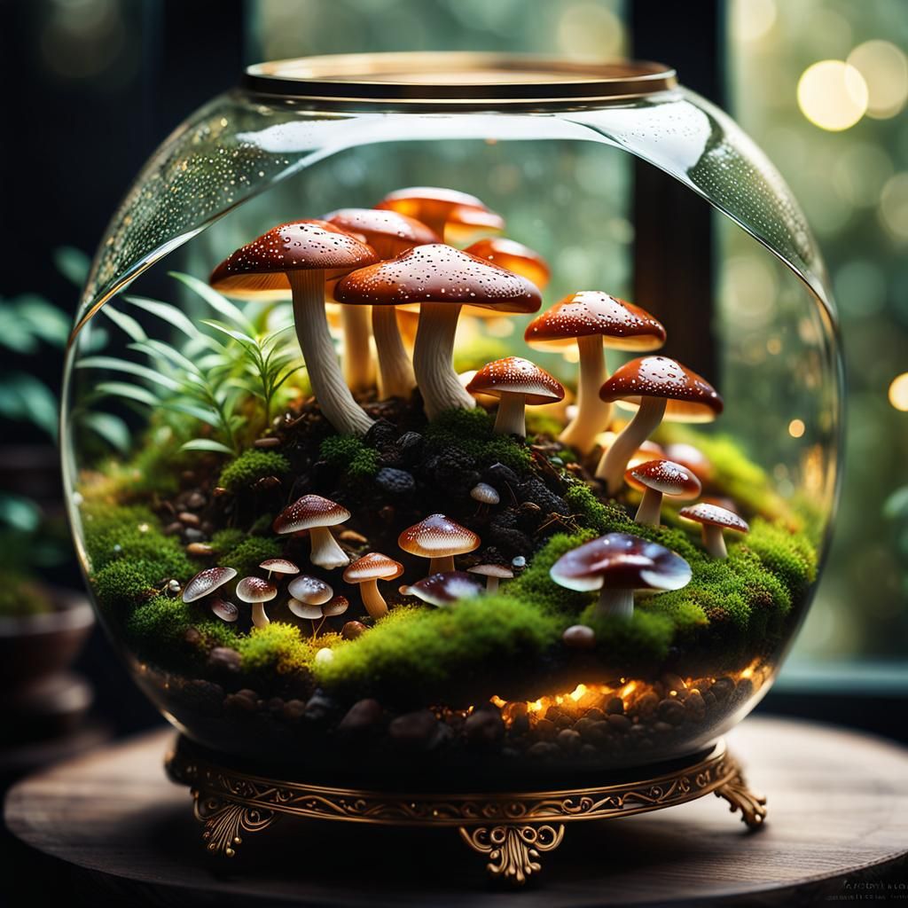 Mushroom terrarium AI Generated Artwork NightCafe Creator