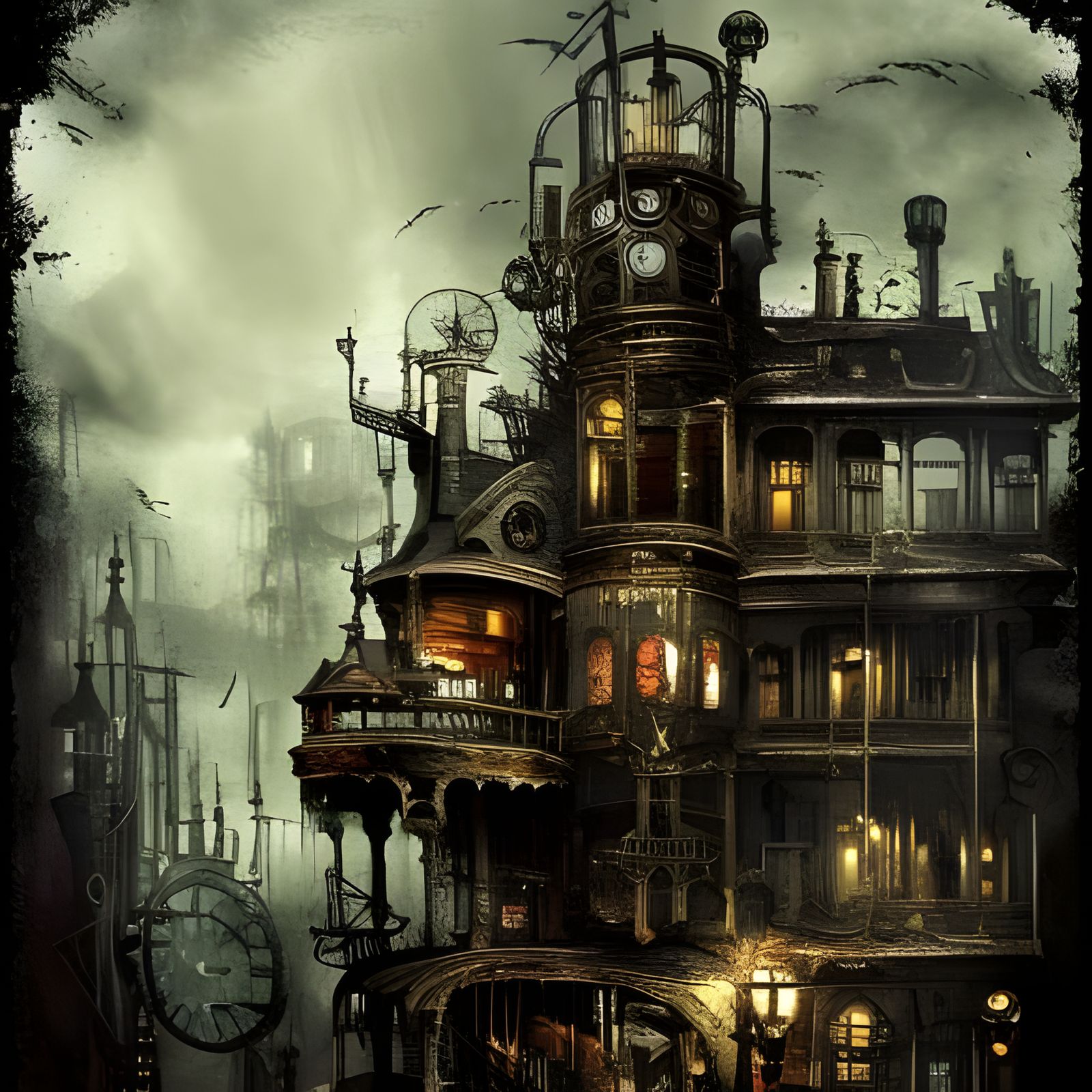 Creepy Steampunk Haunted House - AI Generated Artwork - NightCafe Creator