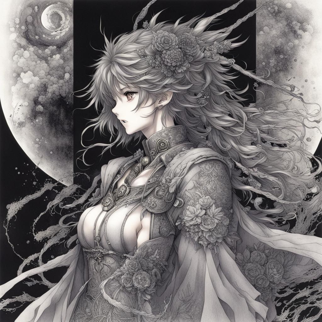 Yoshitaka Amano Inspired Anime Key Visual