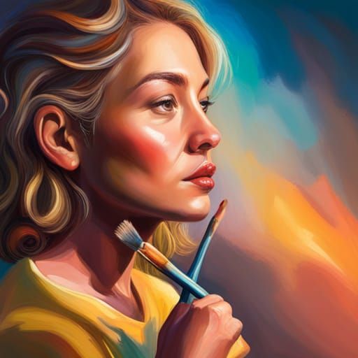 painter with paintbrushes