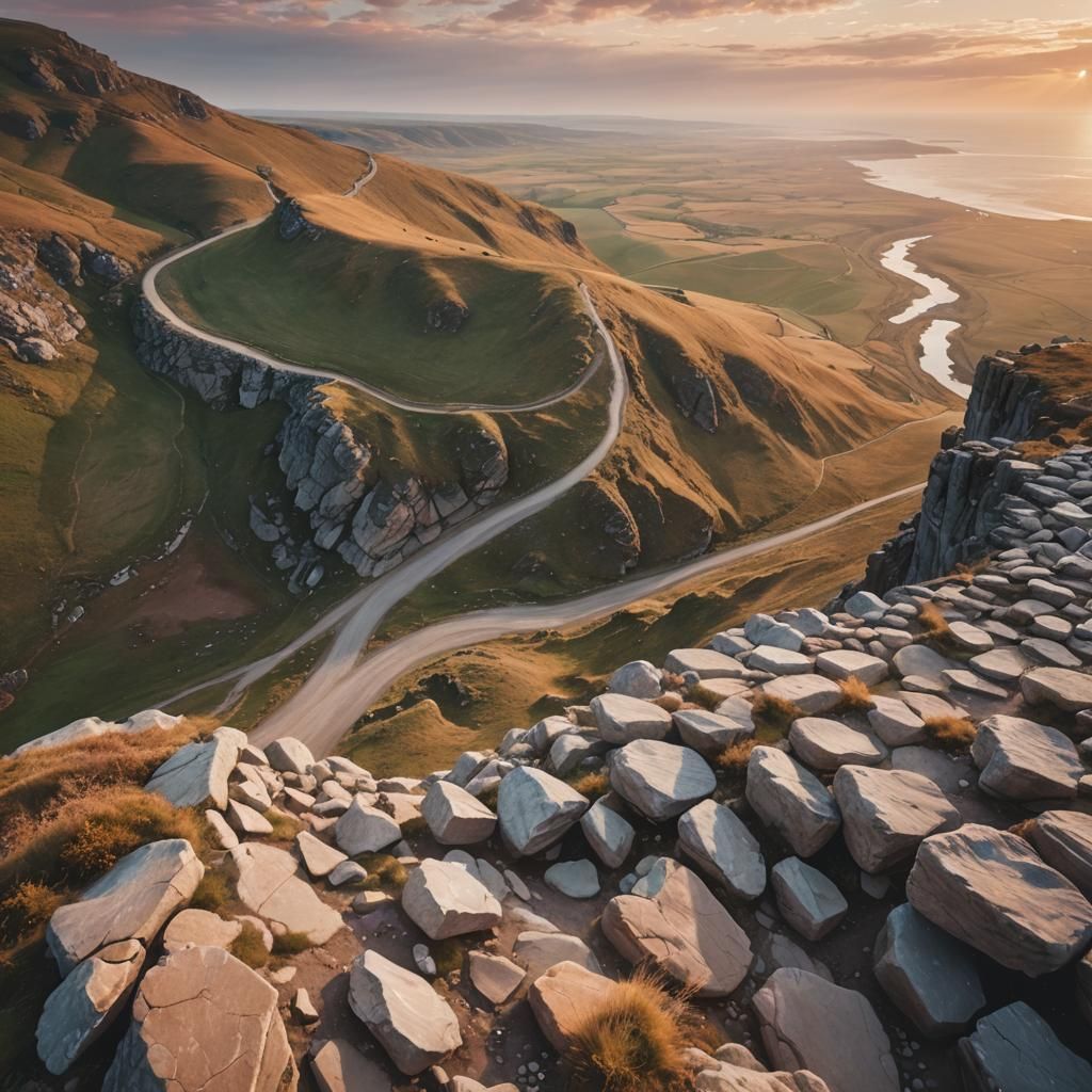 Ethereal Landscape with Figure at Sunset