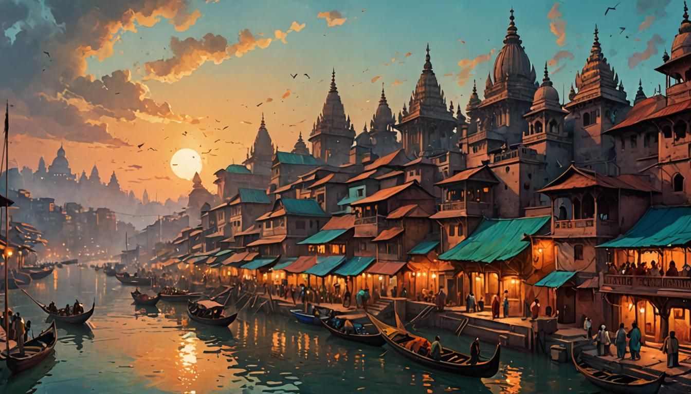 Banaras ghat - AI Generated Artwork - NightCafe Creator