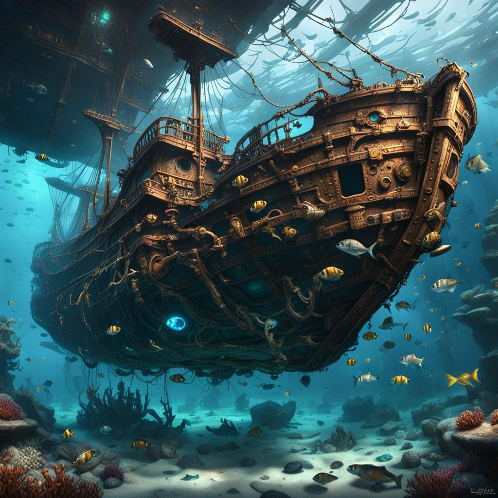 Underwater shipwreck - AI Generated Artwork - NightCafe Creator