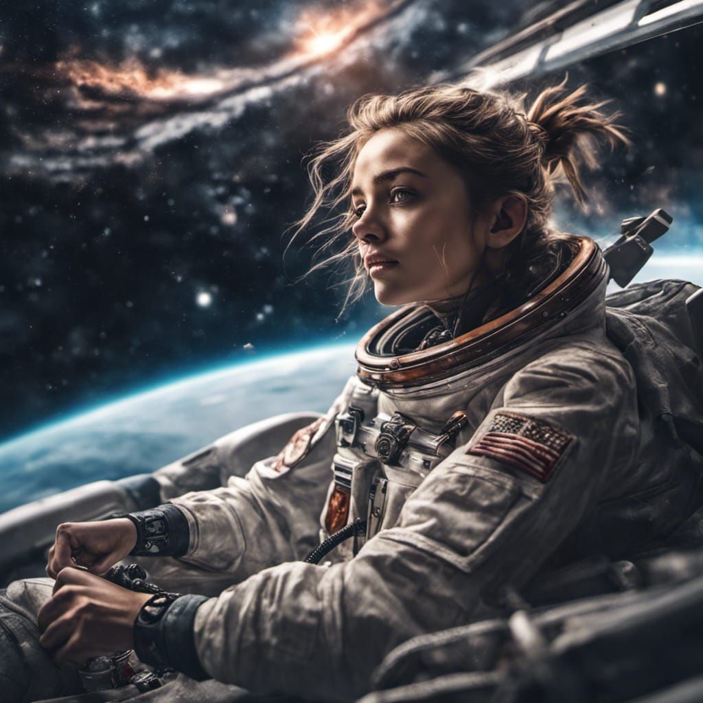 Girl Drifting In The Space - Ai Generated Artwork - Nightcafe Creator