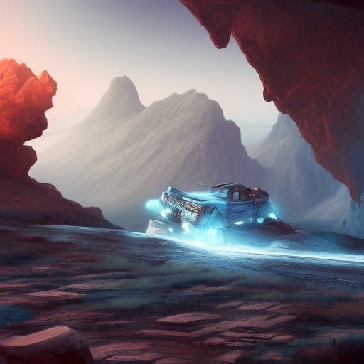 a volvo driving off a cliff - AI Generated Artwork - NightCafe Creator