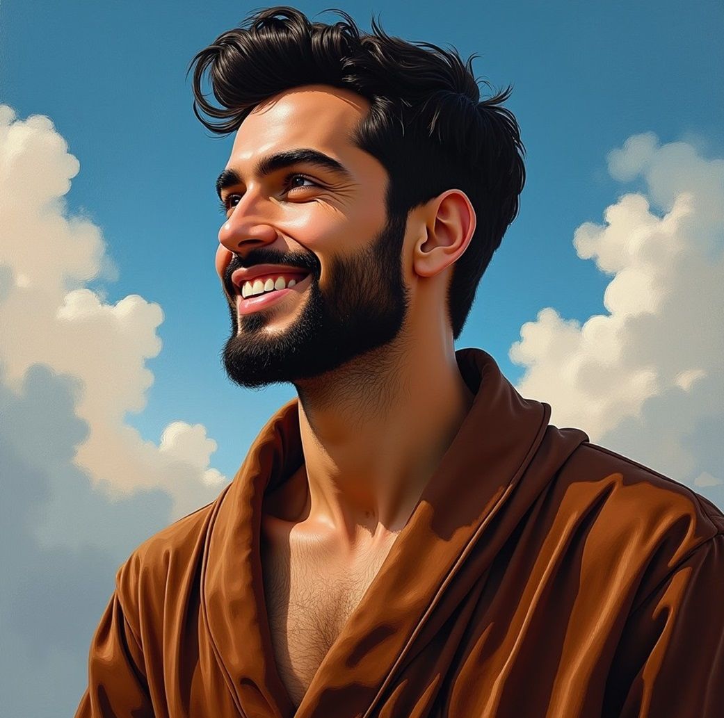 Bright future: a handsome joyful man