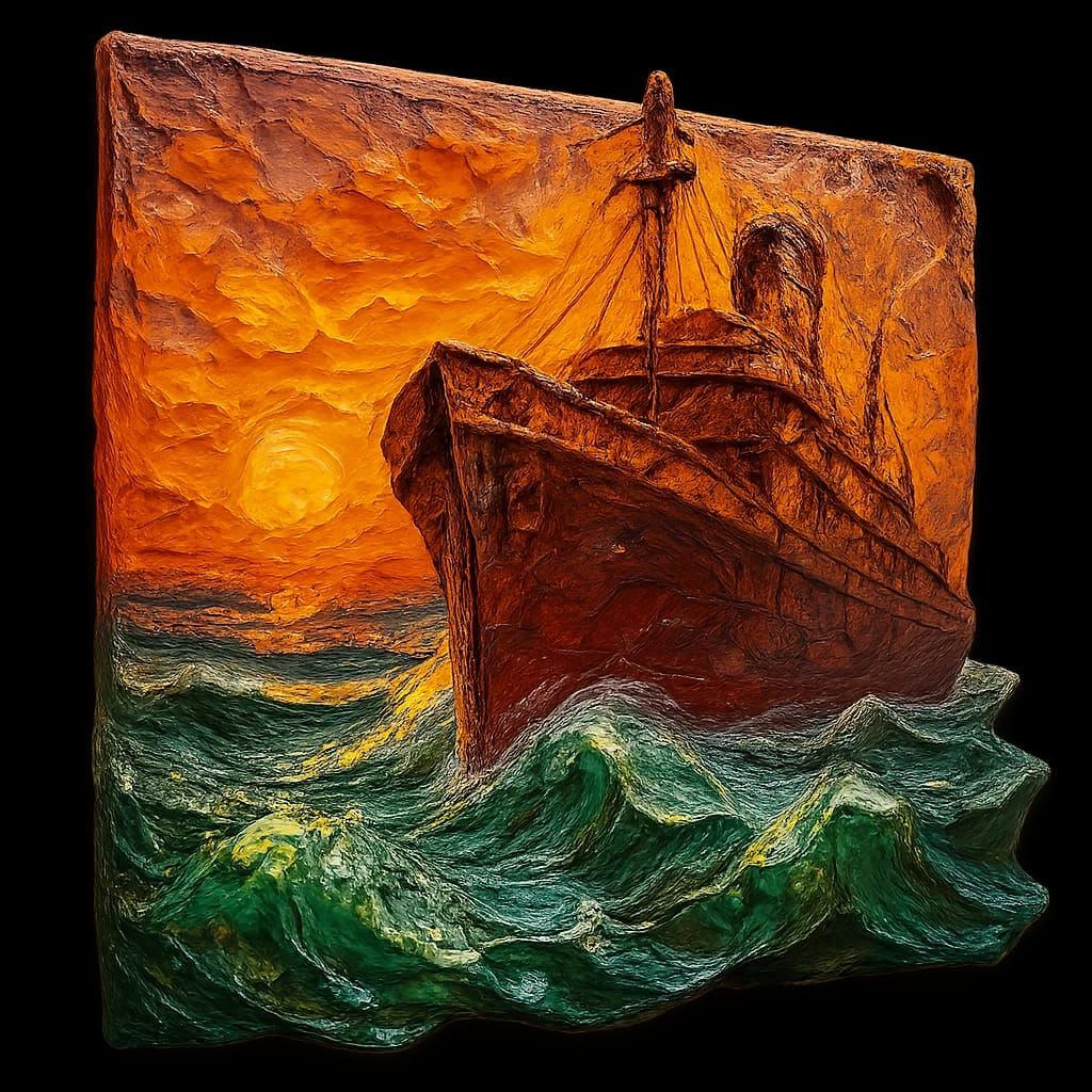 חריטה ובליטה של ספינה