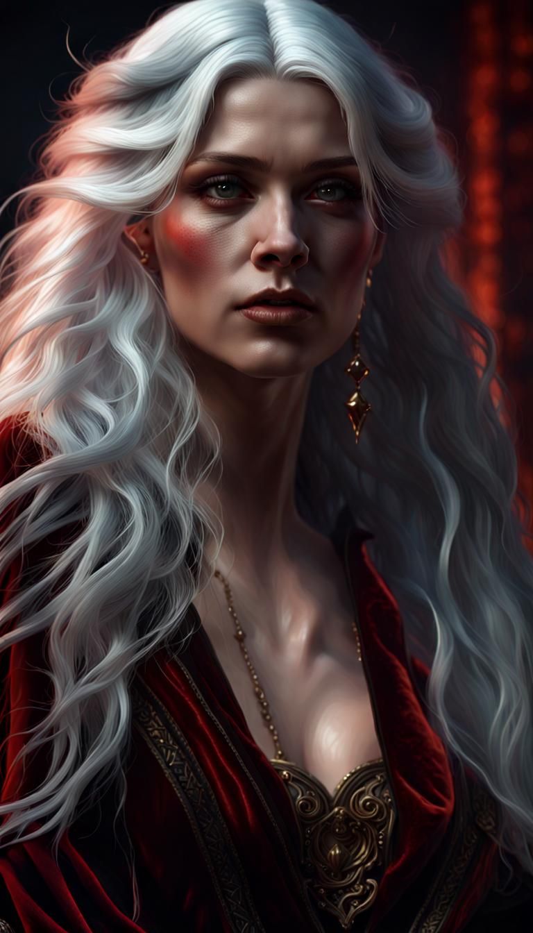 long white haired woman in velvet - AI Generated Artwork - NightCafe ...