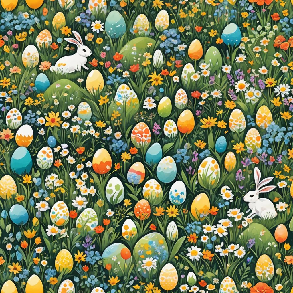 eggs in the garden of flowers