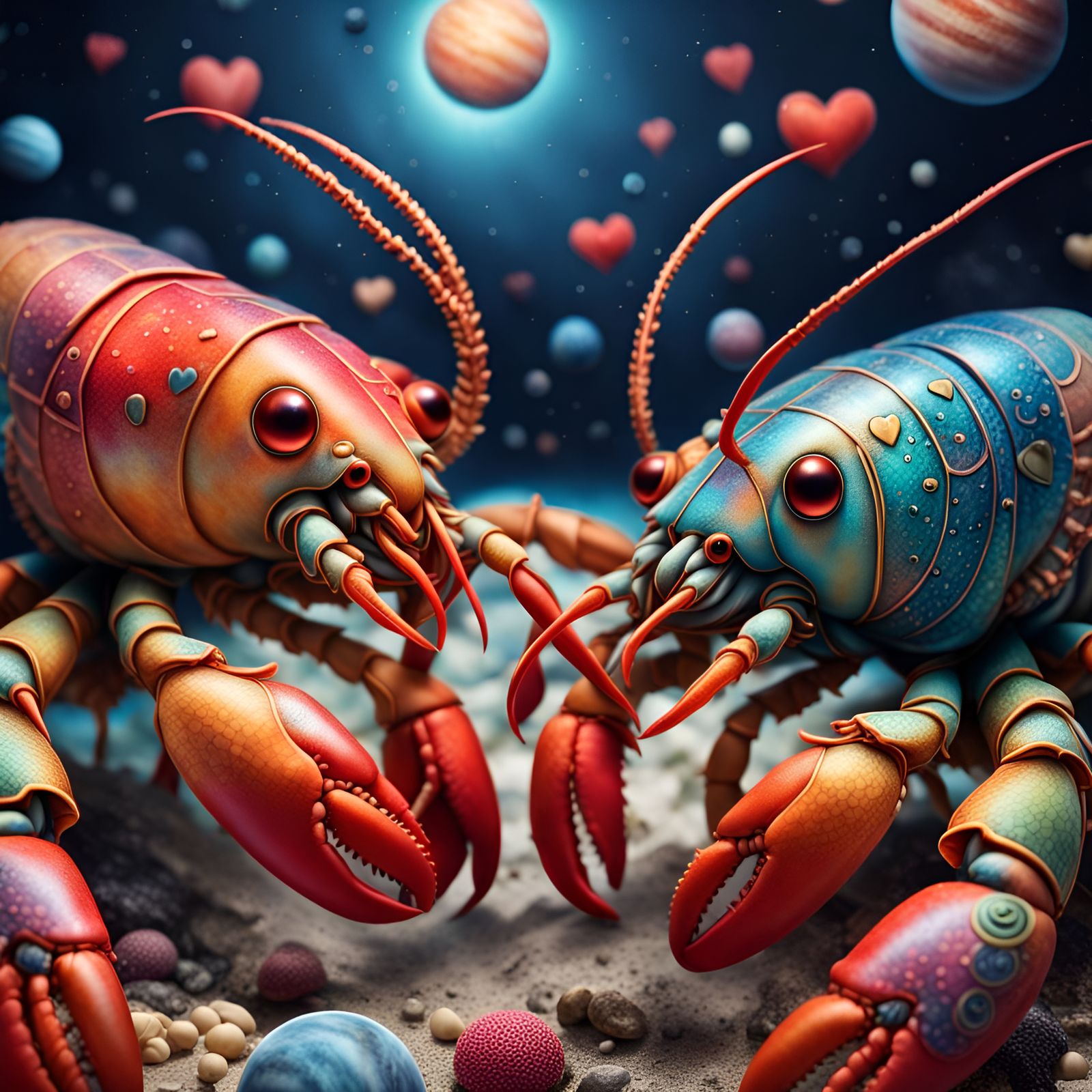 Space Lobsters in Love - AI Generated Artwork - NightCafe Creator