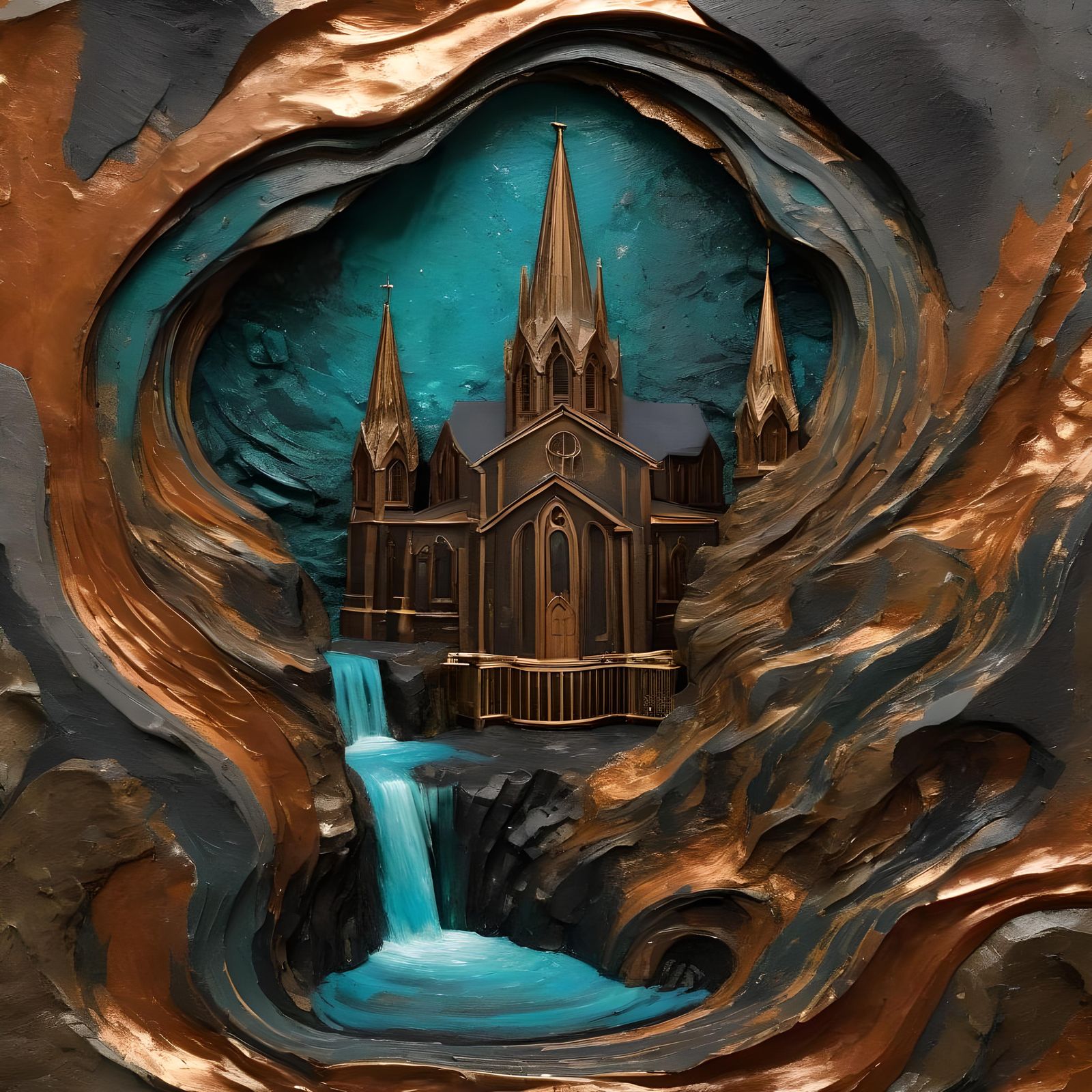Monolithic Rock-Hewn Embossed Soapstone Church