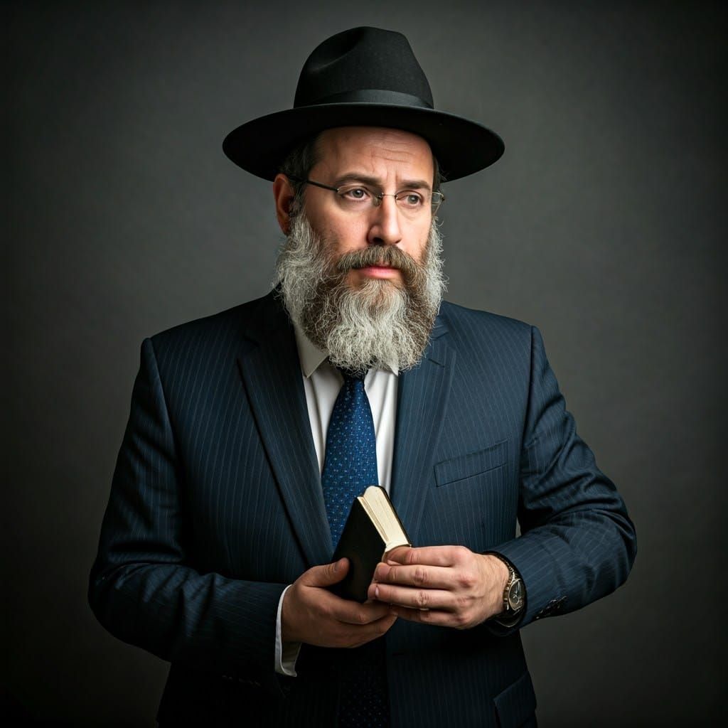 Hasidic Man Anxiously Awaiting Bus, Portrait