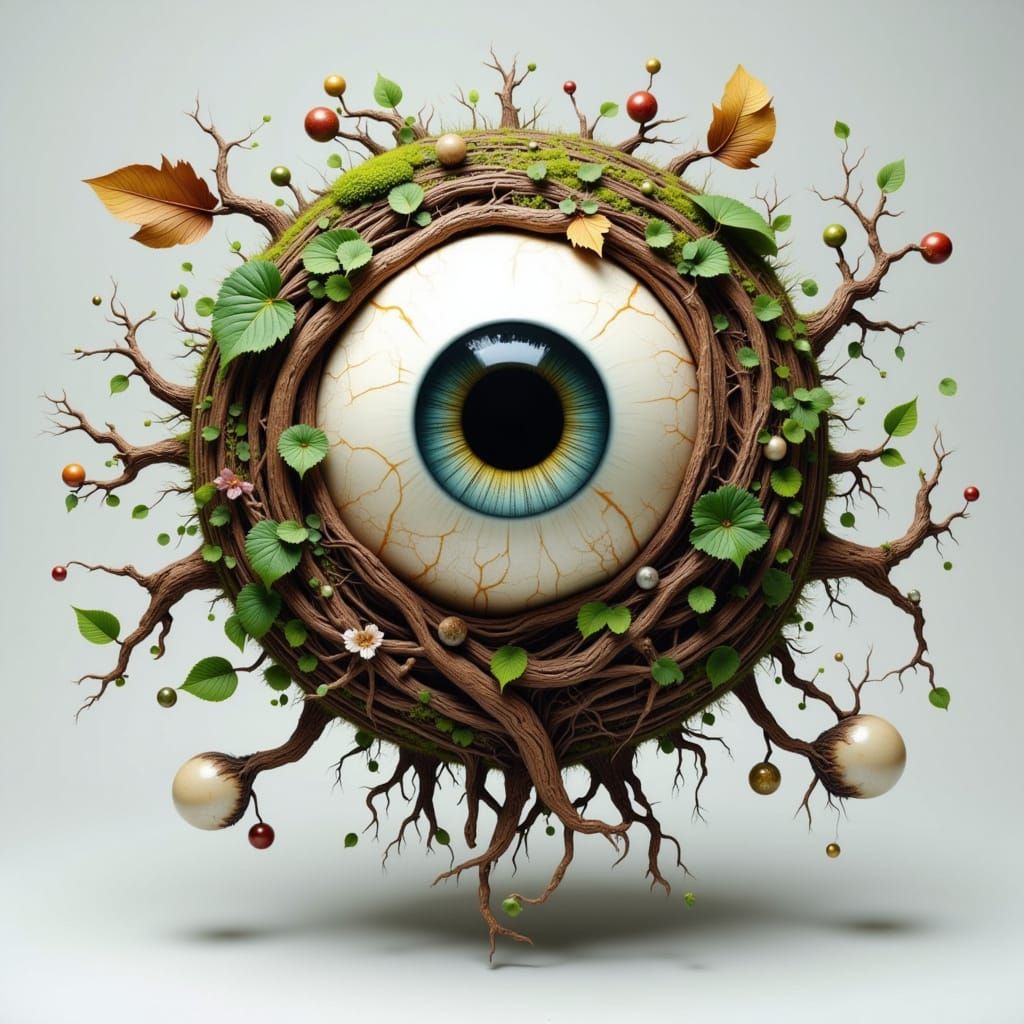 Floating Eyeball Sculpture Blends Animal and Nature