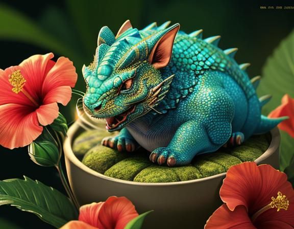 Sleeping Dragon on Hibiscus Flower: Egyptian Fairytale