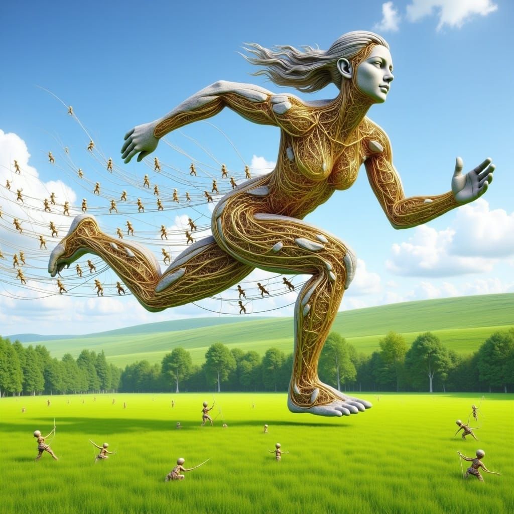 <lora:Weird Sculpture:1.0>a sculpture partially covered in stone and the rest is transparent showing shiny gold and silver interlaced wires...