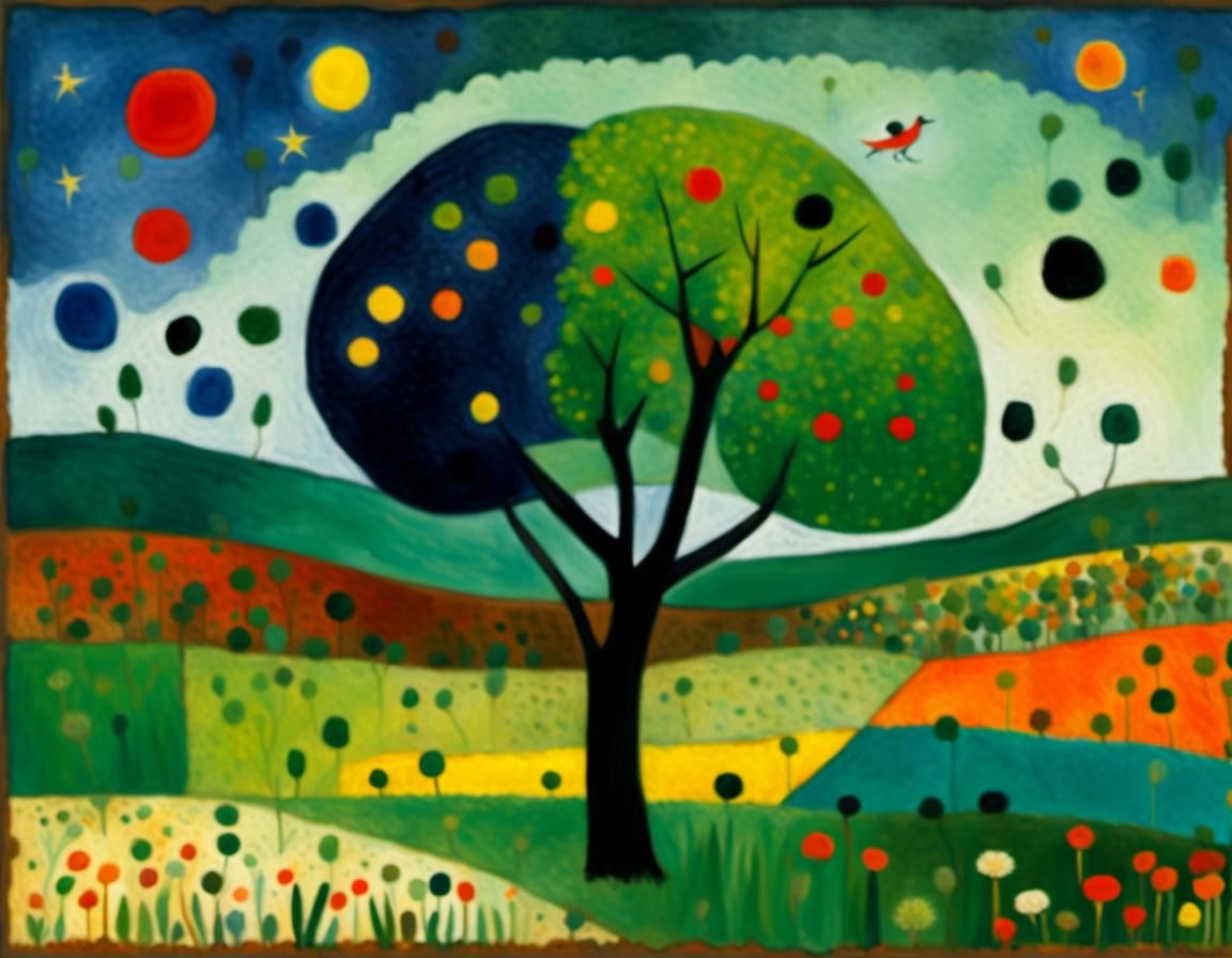 lonely tree in a meadow by Joan Miro :: Patrick Heron :: Sam...