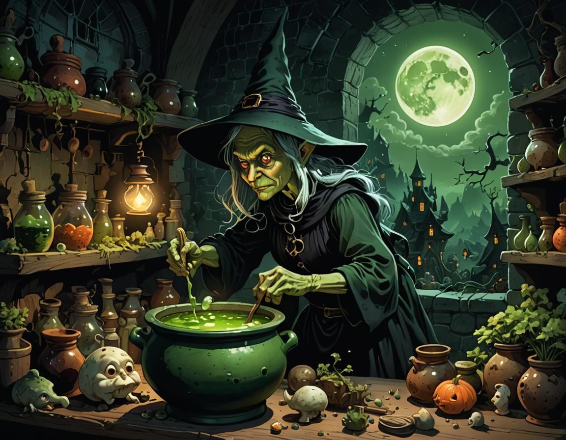 evil old cartoon witch