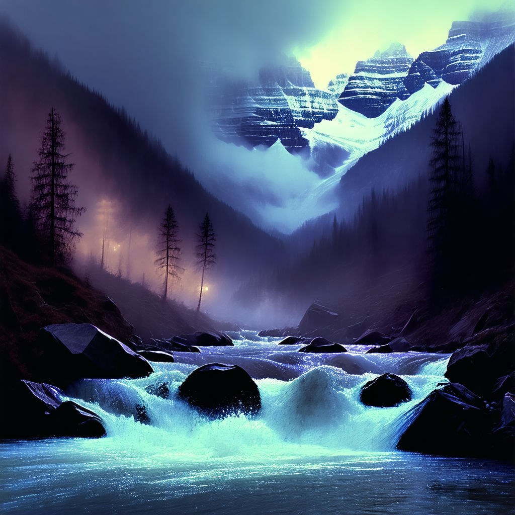 A Swiss Alps rocky rapids river deep valley #2