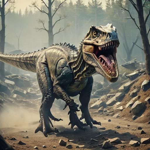 <lora:Shadow generation 2:1.0> A trex fighting another dinosaur