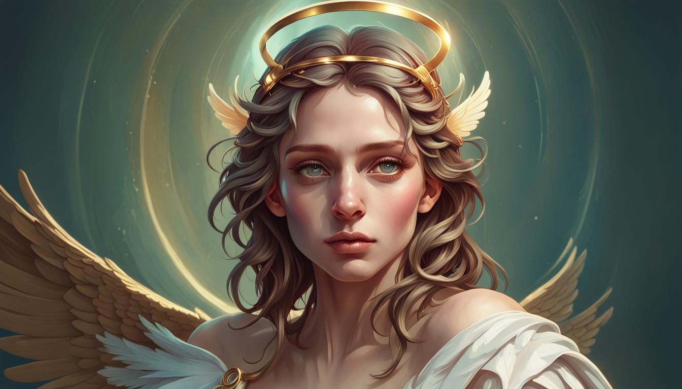 3/4 portrait angel with halo and wings - AI Generated Artwork ...