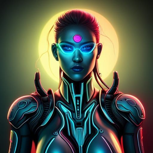 neon cyborg woman