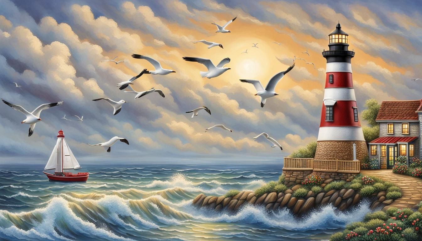 “Historic Lighthouse in a Coastal Town": Capture the nostalg...