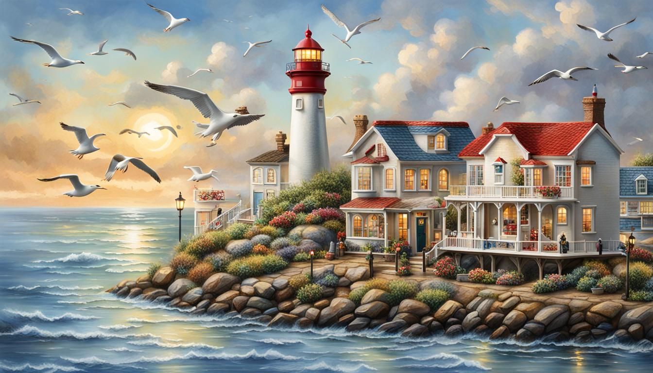 “Historic Lighthouse in a Coastal Town": Capture the nostalg...