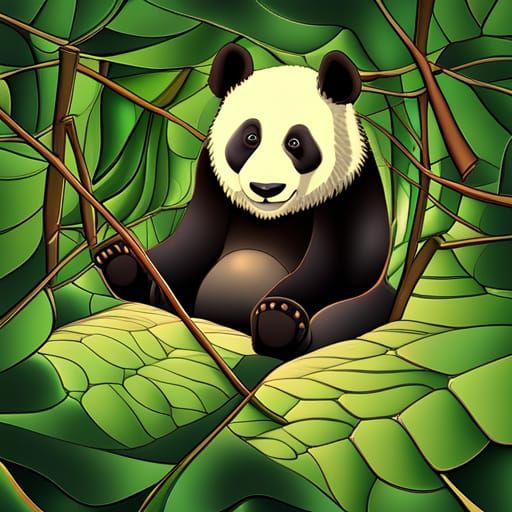 Panda in bamboo forest