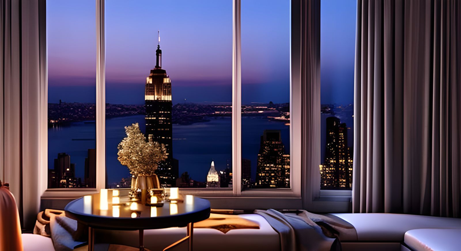 NYC Apartment Overlooking Empire State Building - AI Generated Artwork ...